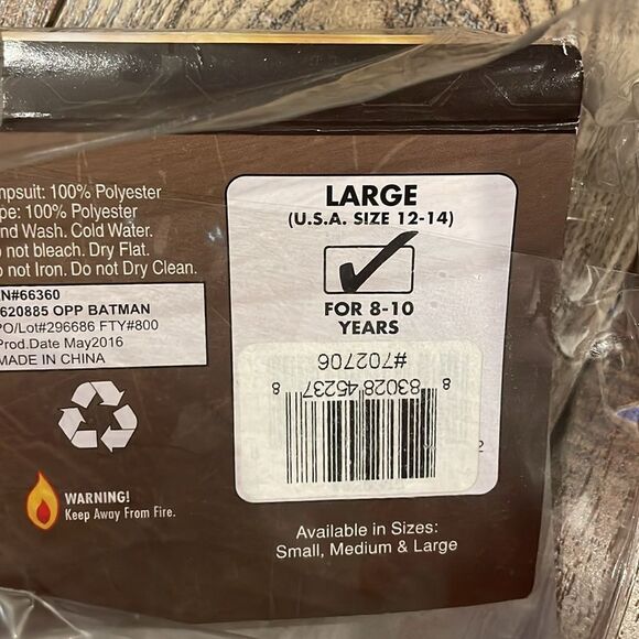 Rubie's Costume Batman vs Superman: Dawn of Justice Batman Value Costume, NIP - Picture 4 of 6